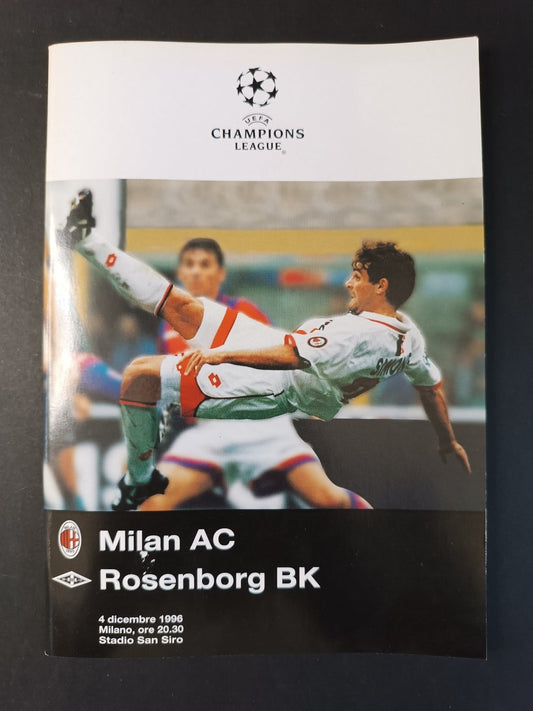 programma CHAMPIONS LEAGUE MILAN AC - Rosenborg BK 4 dicembre 1996
