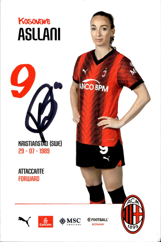 cartolina postcard Calcio Milan con Autografo Kosovare ASLLANI (3