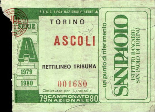 Biglietto stadio Torino-Ascoli Campionato Nazionale 79-80
