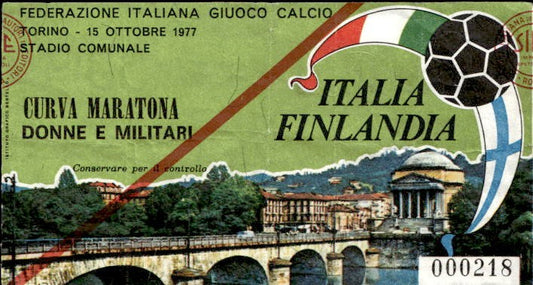 Biglietto stadio Italia-Finlandia Torino 15/10/1977 Stadio Comunale