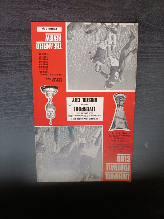 programma calcio  Liverpool V Bristol City 27th 1976