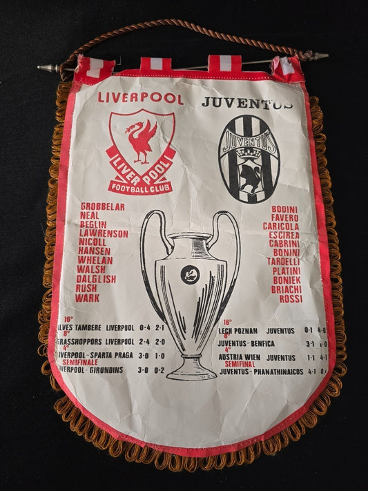 Gagliardetto pennant Juventus vs Liverpool finale coppa Campioni 1989 Hysel