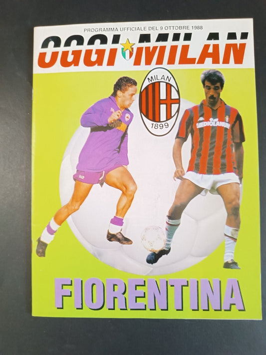 programma ufficiale OGGI MILAN 09 ottobre 1988  Fiorentina copertina Roby Baggio