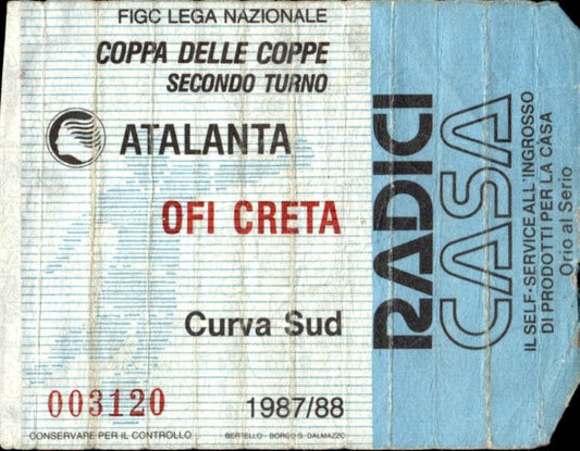 biglietto stadio ATALANTA - OFI CRETA 1987/88