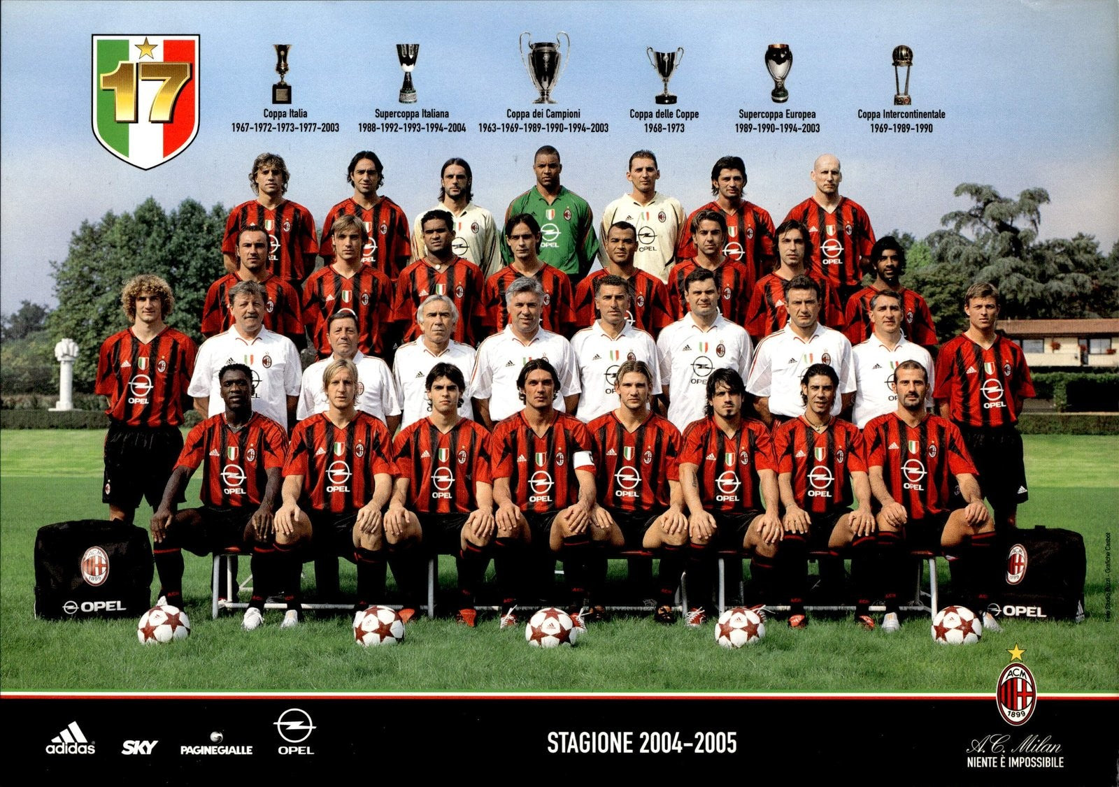 cartolina postcard calcio MILAN 2004-2005 (sponsor)