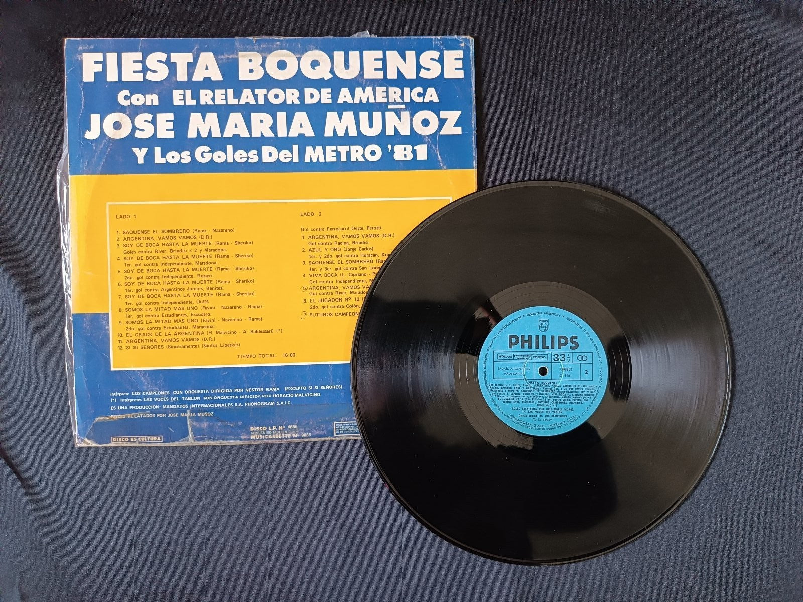 disco 33 giri fiesta boquense enrique prosen relato goles metro philips