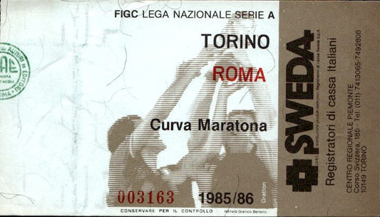 Biglietto stadio Torino-Roma Lega Nazionale Serie A 1985-86