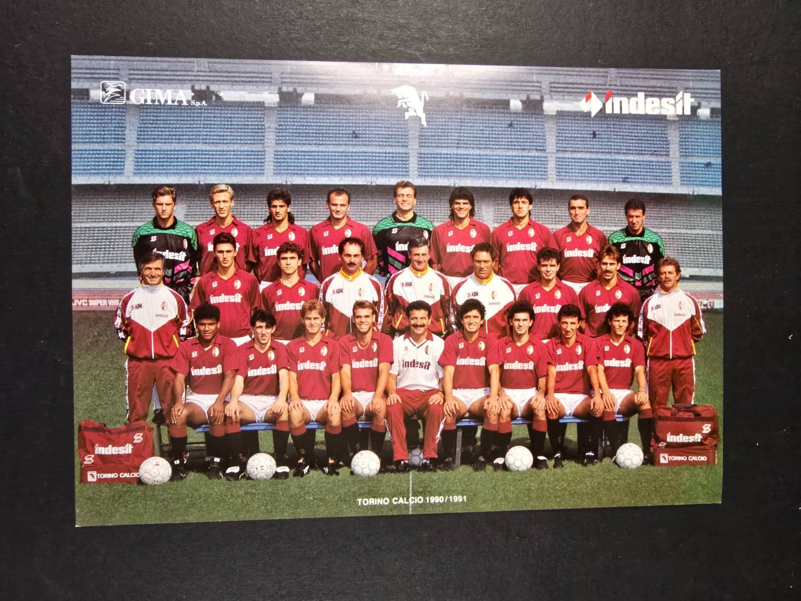 cartolina ufficiale TORINO CALCIO 1990/91 ABN Indesit autografi stampati