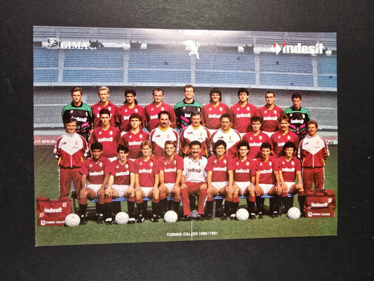 cartolina ufficiale TORINO CALCIO 1990/91 ABN Indesit autografi stampati