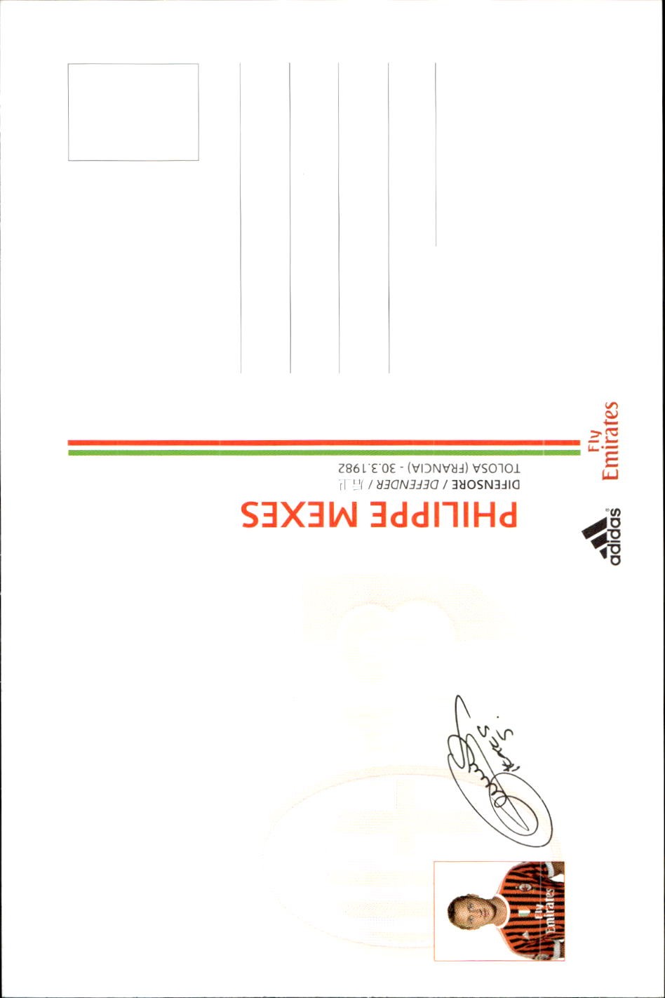 cartolina postcard Calcio Milan 2011-12 - Mexes
