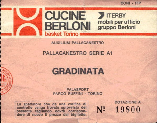 Biglietto stadio Pallacanestro Serie A1 Palasport Parco Ruffini Torino