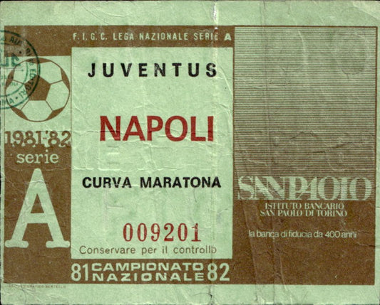 biglietto Ticket Stadio Juventus Napoli Campionato Nazionale 81-82 n 009201