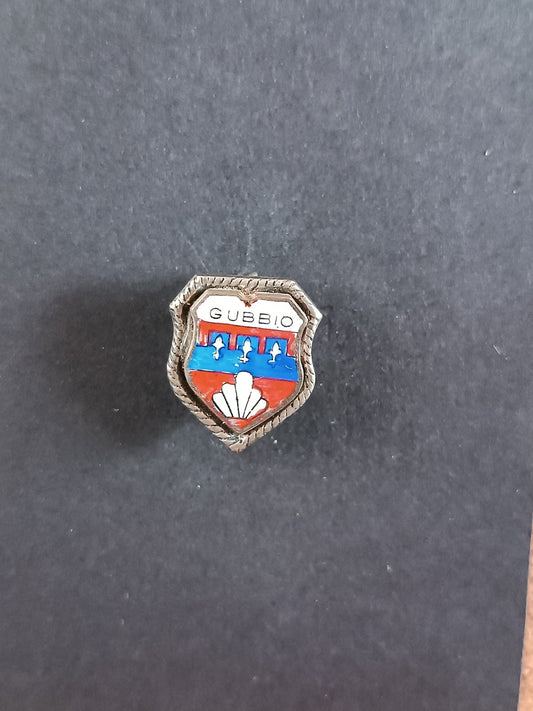 Pins Spilla Badge Gubbio stemma vintage metallo smaltato Italia