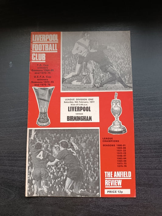 programma calcio  Liverpool V Birmingham 5th 1977