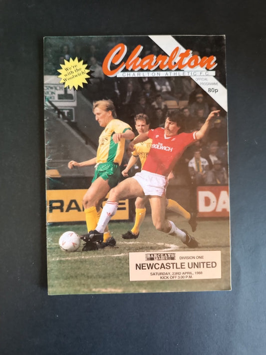 programma calcio Charlton Athletic vs Newcastle U. 1988