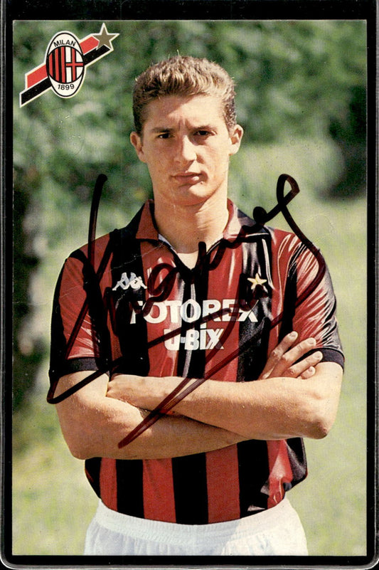 cartolina postcard Calcio Milan con Autografo Daniele Massaro