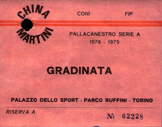 Biglietto PALLACANESTRO Serie A 1978-79 Palazzo Sport Parco Ruffini n 02228