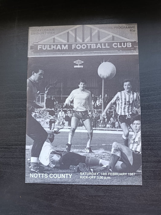 programma calcio Fulham V Notts County 14th 1987