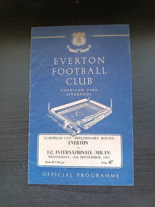 programma calcio Everton V FC Internazionale (Milan) 18th 1963