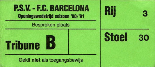 Biglietto stadio P.S.V-F.C Barcelona 90/91
