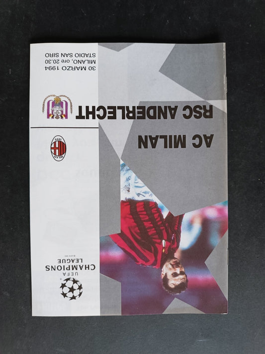 programma Ufficiale Champions League MILAN ANDERLECHT 30 marzo 1994