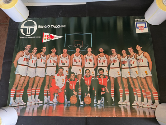 BILLY Olimpia Milano Basket anni 80 poster sponsor SERGIO TACCHINI