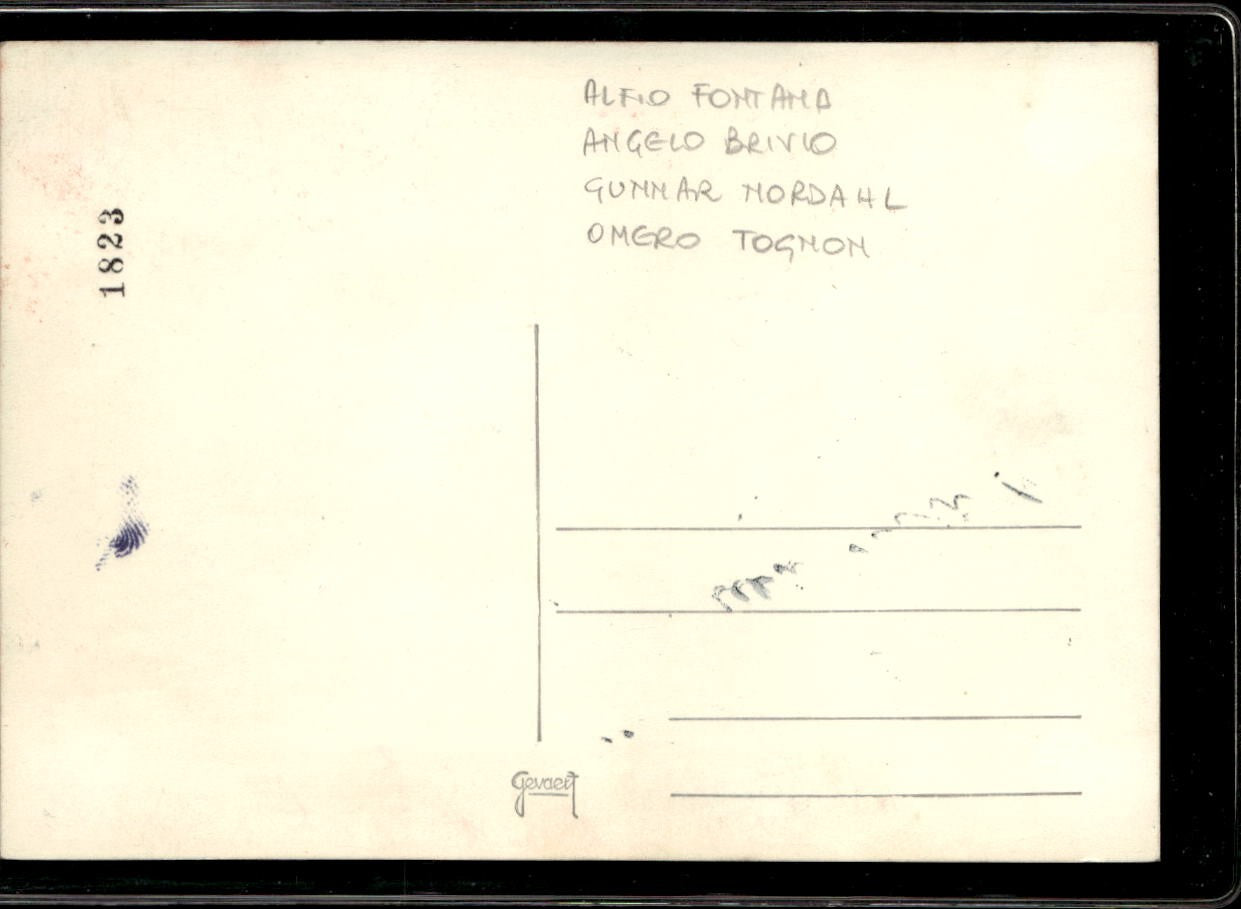 Cartolina Fontana/Brivio/Tognon/Nordahl con autografo
