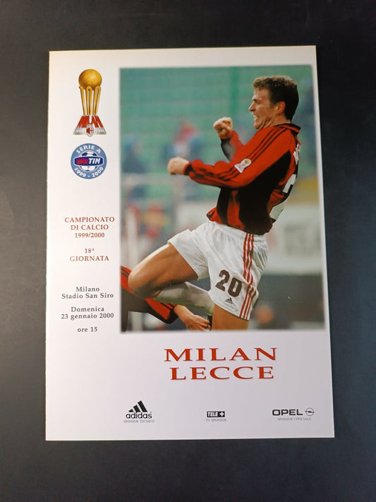 Programma originale 18� giornata  stagione 1999/2000 Milan Ac / US Lecce (B)