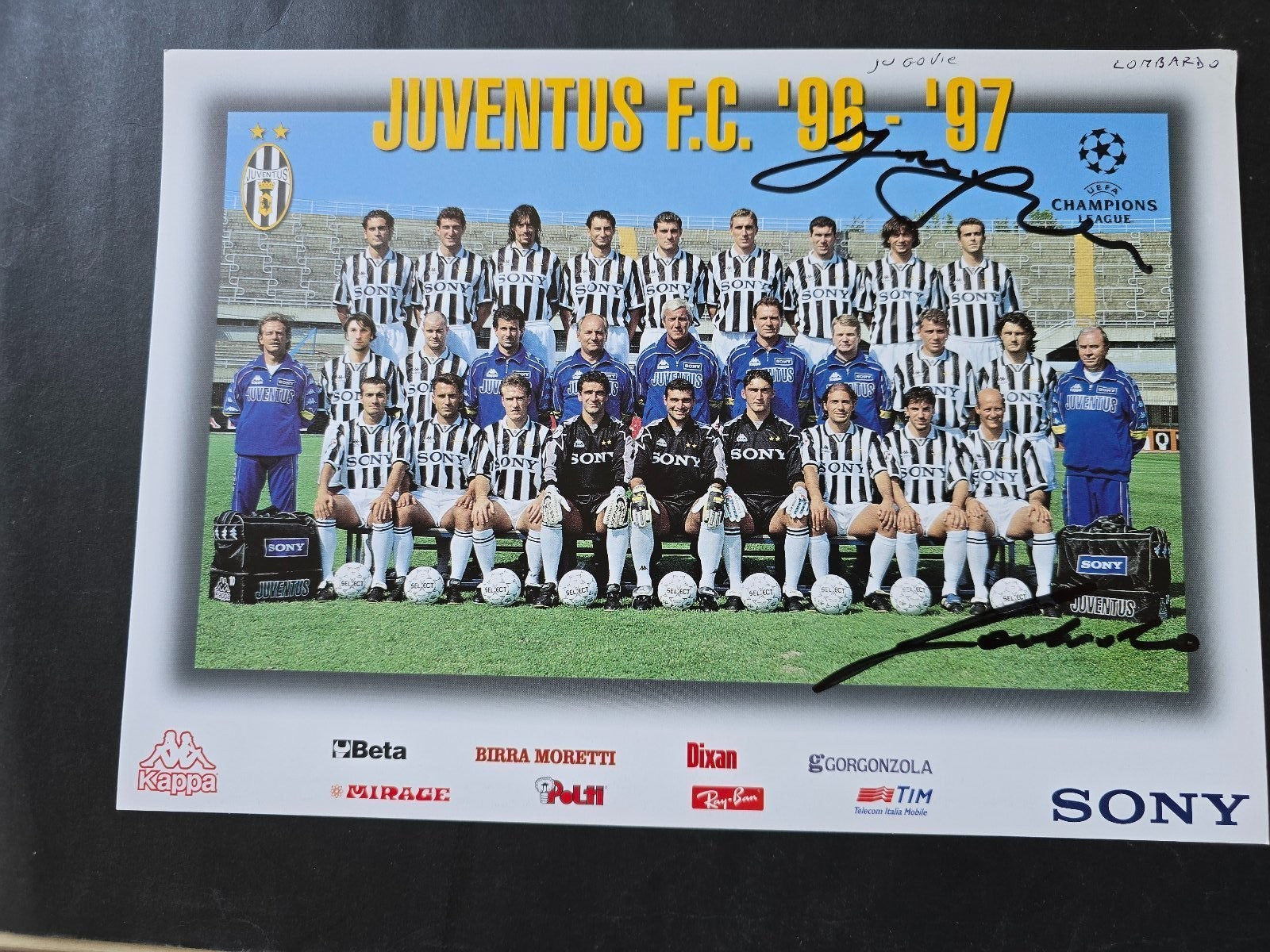 Autografo autograph originale Cartolina Ufficiale Juventus JUGOVIC E LOMBARDO