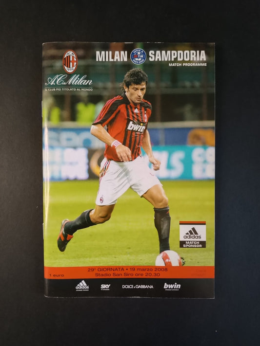 Programma originale 19/03/2008 Milan Sampdoria campionato serie A