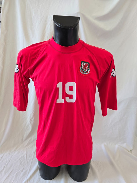 Maglia calcio ufficiale Kappa Walles Galles 2000 nr 19 tg macchiata Match Worn