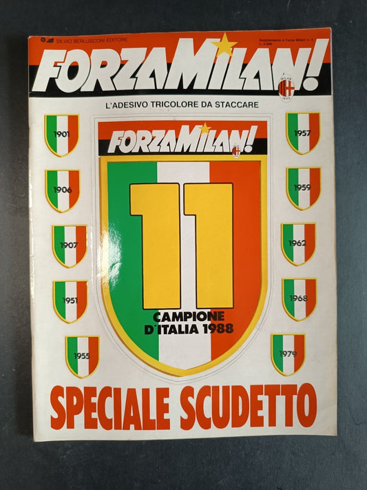 rivista FORZA MILAN - anno 1988 - SPECIALE SCUDETTO con adesivi e poster