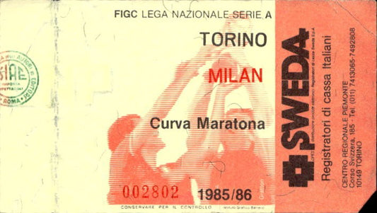 Biglietto stadio Torino-Milan Lega Nazionale Serie A 1985-86