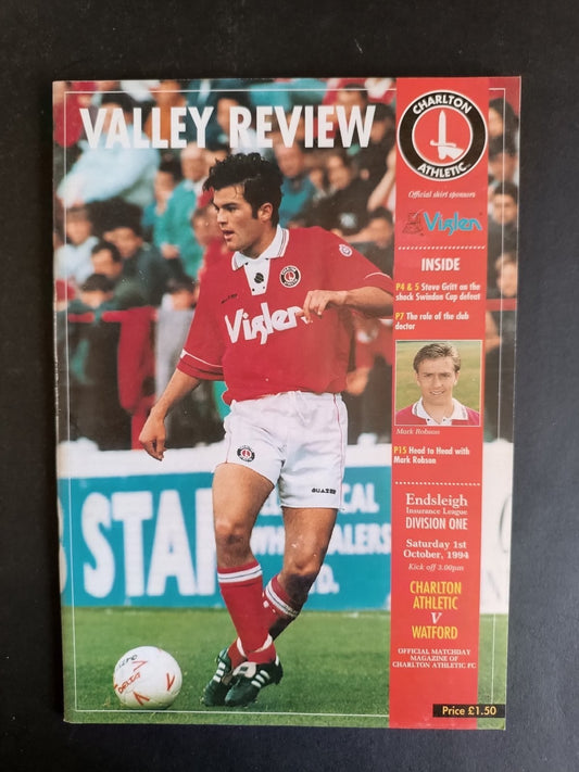 programma calcio Charlton Athletic vs Watford 1994