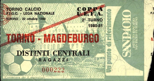 Biglietto stadio Torino-Magdeburgo Coppa Uefa 1980-81