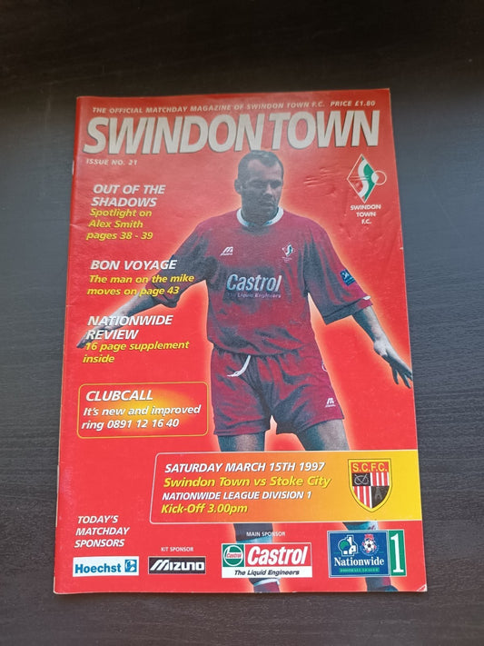 programma calcio Swindon Town V Stoke City 15th 1997