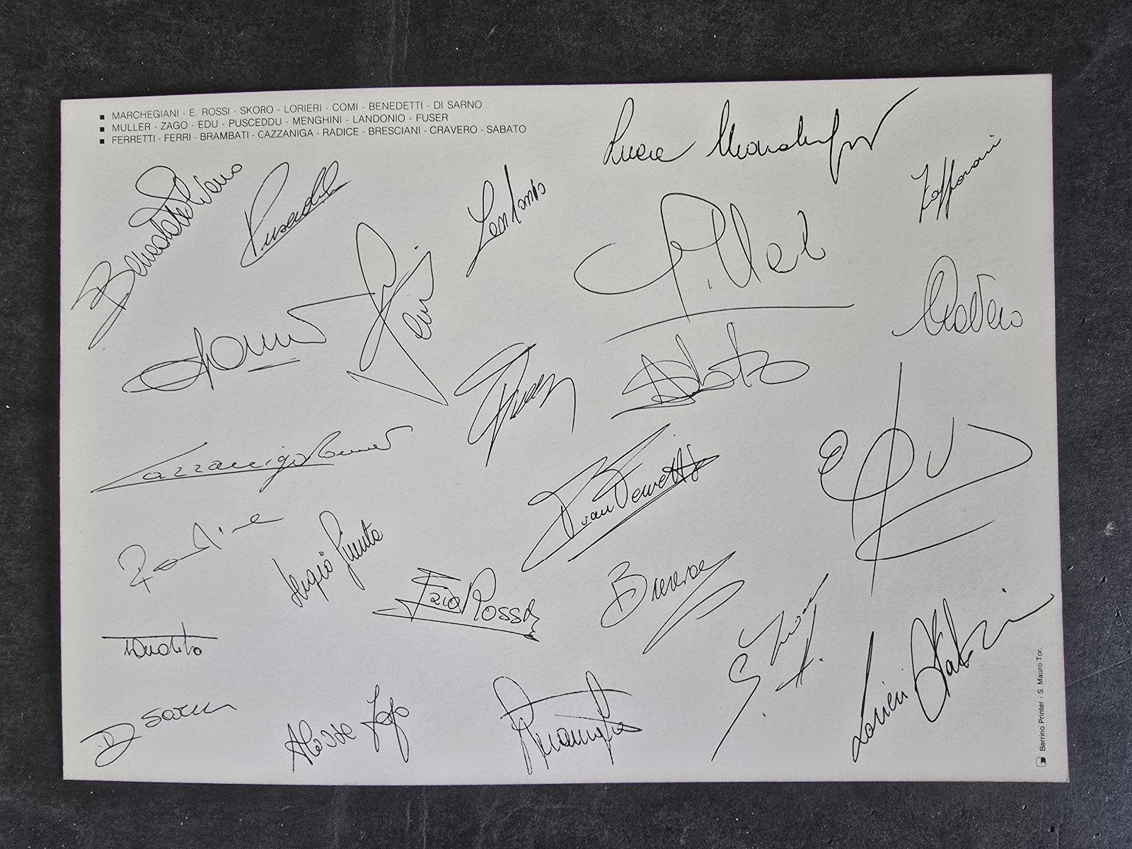 Cartolina Autografi stampati Torino Calcio 1988/89 ufficiale  adidas indesit