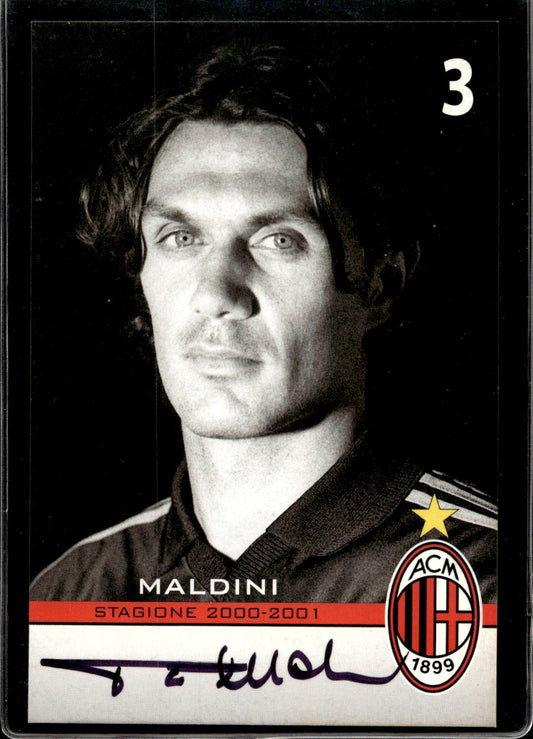 cartolina postcard Calcio Milan con Autografo 2000/2001.  - Maldini (9