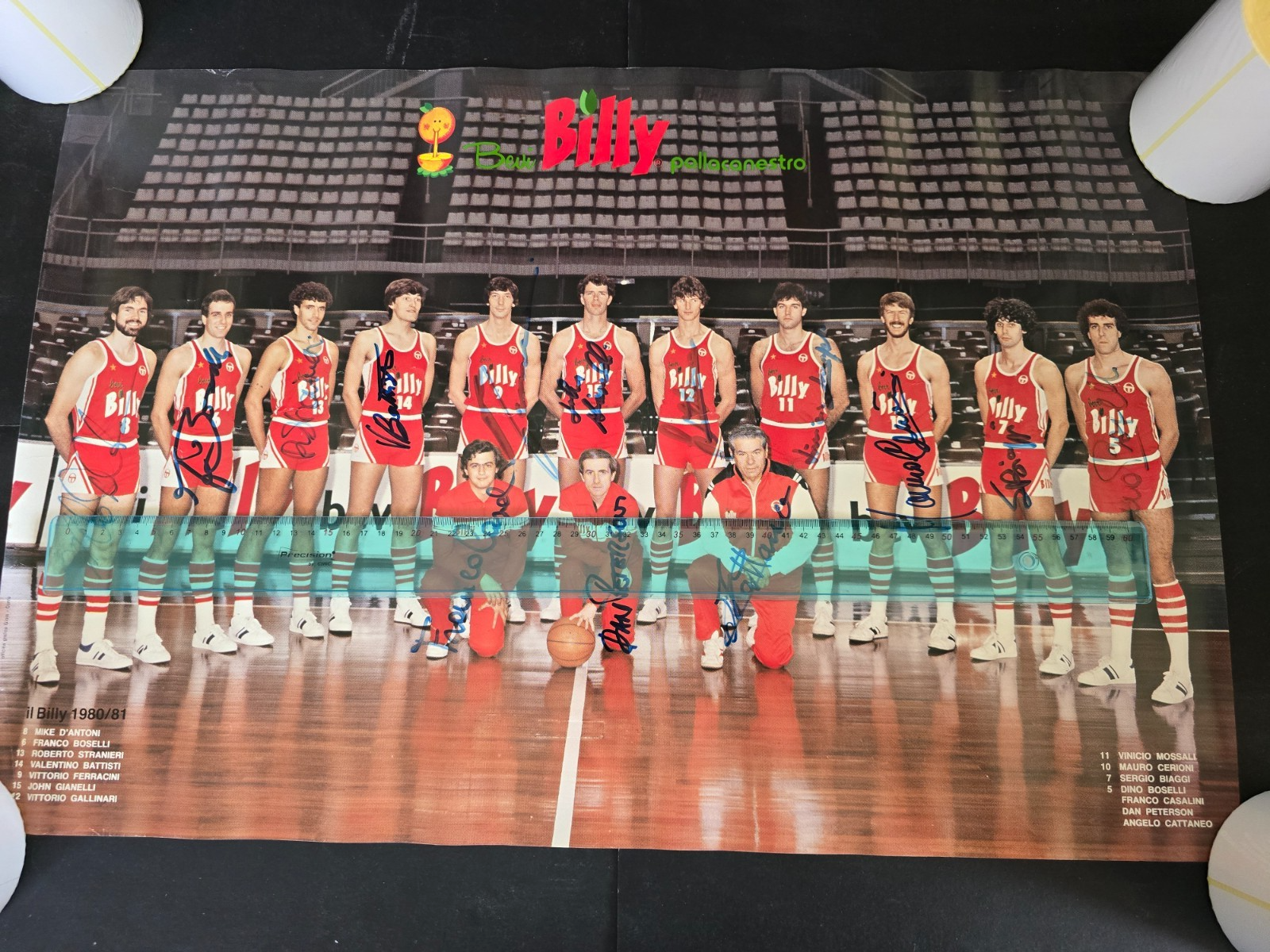 BILLY Olimpia Milano Basket  1980/81 poster autografato dalla squadra originale