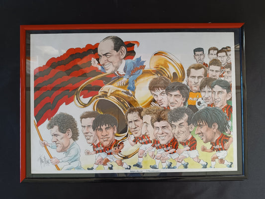quadro disegno originale Franco BRUNA Milan Calcio Gullit
