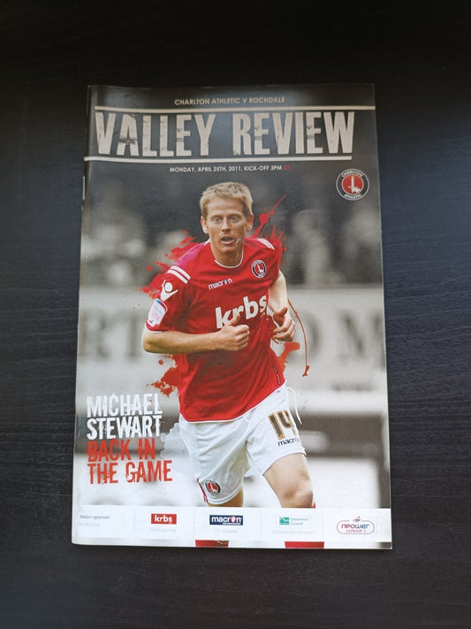 programma calcio Charlton Athetlic V Rochdale 25th 2011
