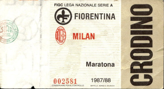 Biglietto stadio Fiorentina-Milan Lega Nazionale Serie A 1987-88