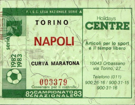 Biglietto stadio Torino-Napoli Campionato Nazionale 82-83