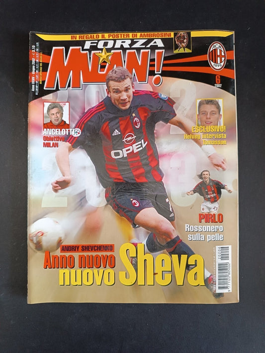 rivista FORZA MILAN - anno 2002 - n 6 Sheva (con poster)