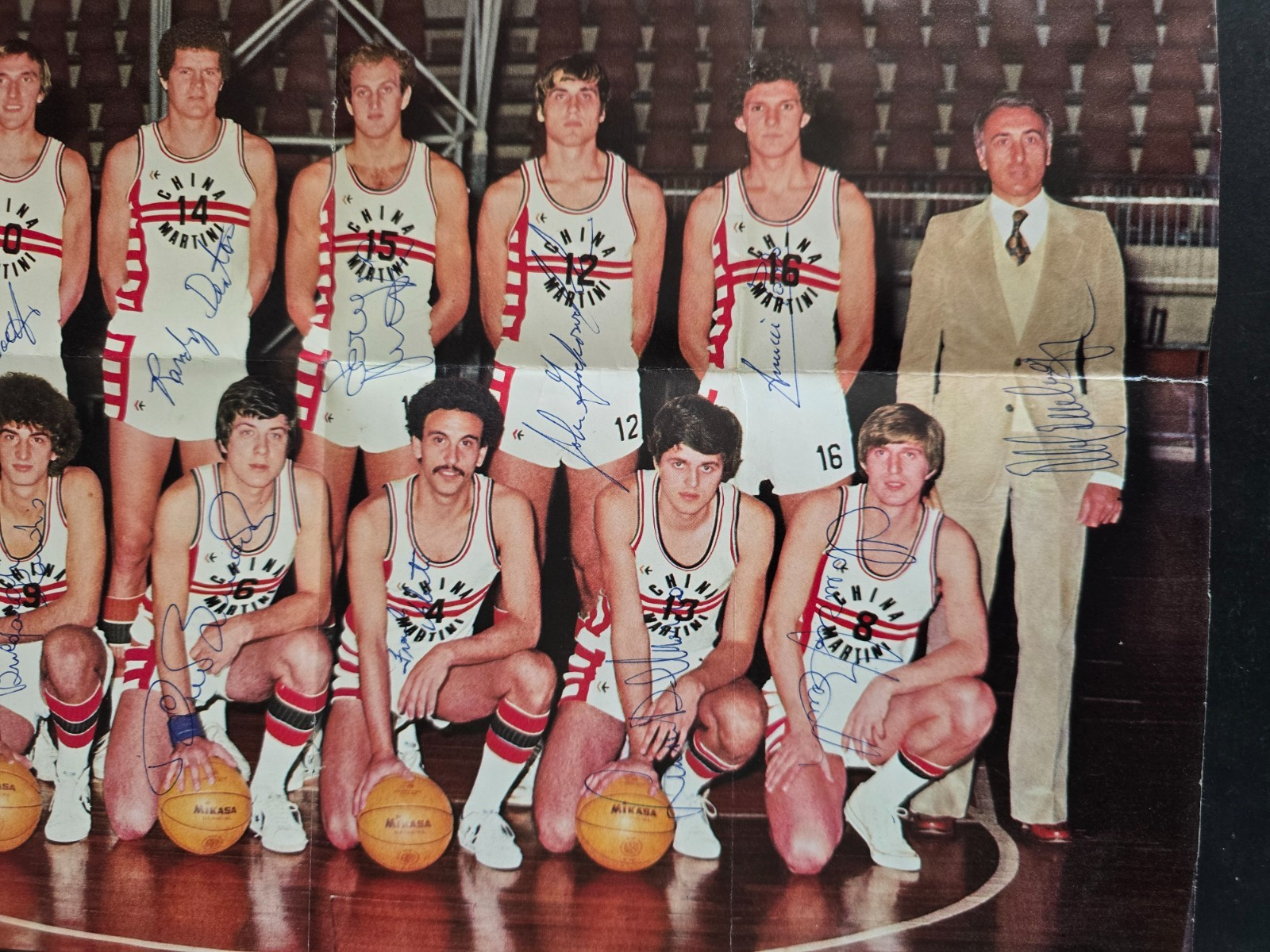 CHINAMARTINI Auxilium Basket Torino Poster anni 70/80 autografato in originale