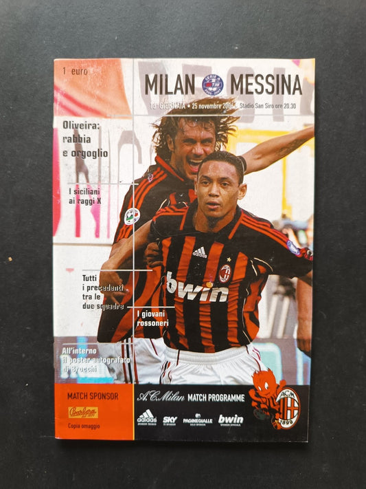 programma Ufficiale MILAN MESSINA 25 novembre 2006