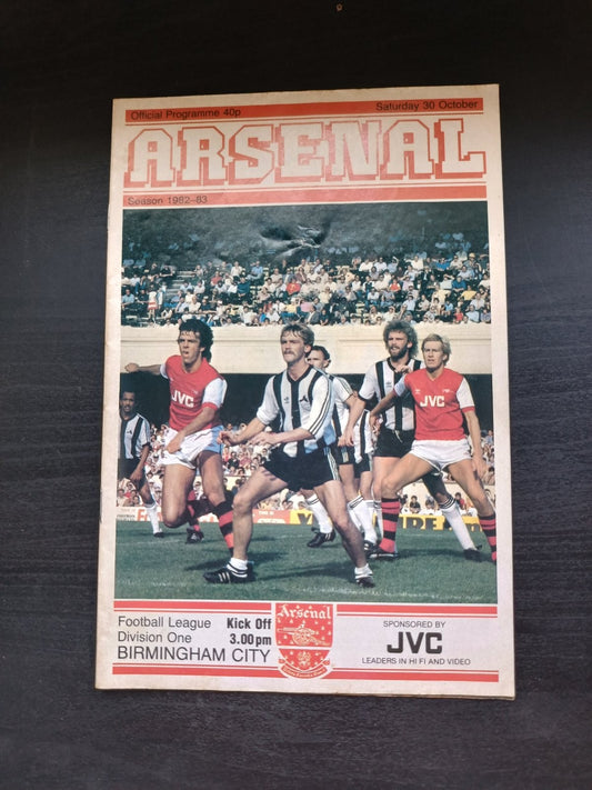 programma calcio Arsenal V Birmingham City 30th 1982