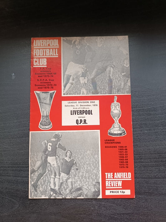 programma calcio  Liverpool V Queen Park Rangers 11th 1976