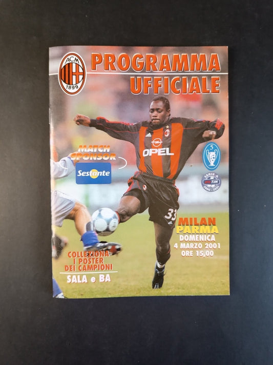 Programma originale  4/03/2001 Milan Parma campionato serie A