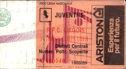 Biglietto stadio Juventus-F.F.C  Liegois Lega Nazionale 1988-89